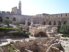  Ancient piles of rocks dominate the garden of the Tower of David Museum, Old City, Jerusalem