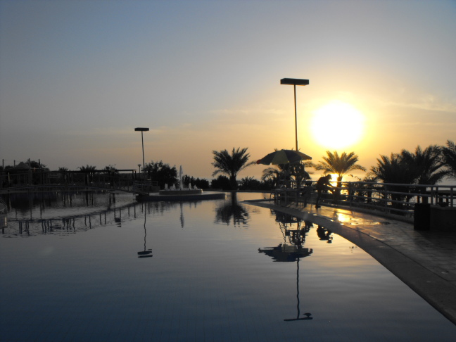  Swimming Pool at dusk, Dead Sea Touristic Resort, Jordan