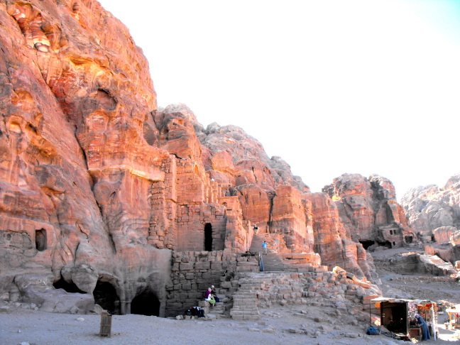  Looking back after descending from the Tombs of the Kings; the Urn Tomb vendor is the white dot near the center; Petra