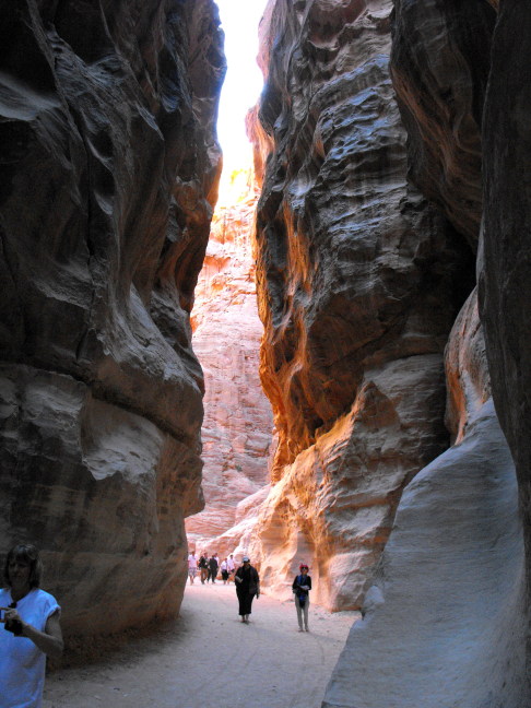  Approaching the Treasury through the Siq; Petra