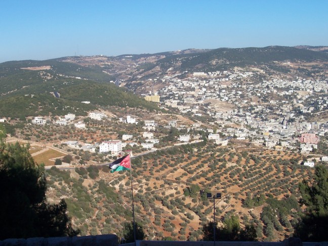  Modern Jerash, Jordan as seen from its ancient ruins