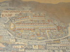  Jerusalem on the Mosaic Map; HAGIAPOLIC is "Sacred City", IEROUCA is "Jerusa"