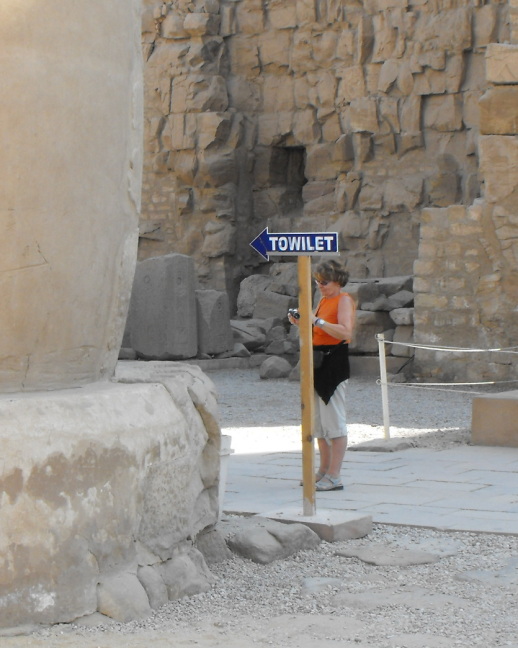  Spelling with a European alphabet is haphazard in Egypt, as demonstrated here in Karnak Temple