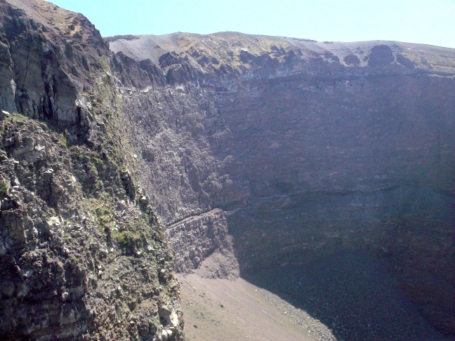 The crater from the more recent explosion