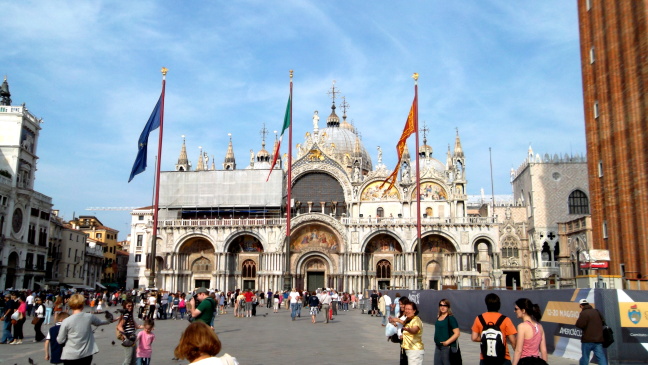  Basilica San Marco Venice. Originally just a chapel for the Doge's Palace, right rear.