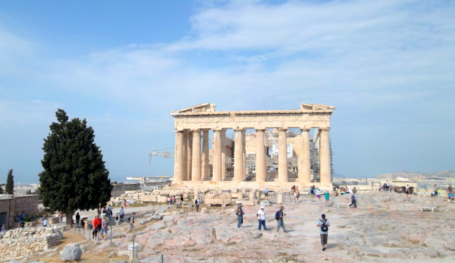  The Parthenon from its gateway atop the acropolis of Athens
