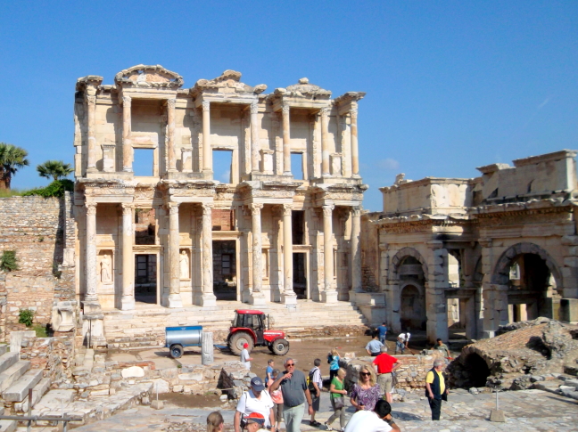  The library in Ephesus is reminiscent of the library facade at Petra, but this one held books and was once the third largest colection in the world.