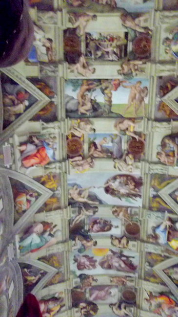  Besides God and Adam, the center row of the Sistine Chapel ceiling depicts the seven days of creation and other scenes from Genesis