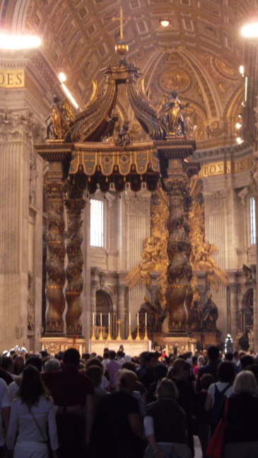  Only the Pope says mass under this, the largest bronze casting in the world, in St. Peters, Vatican City