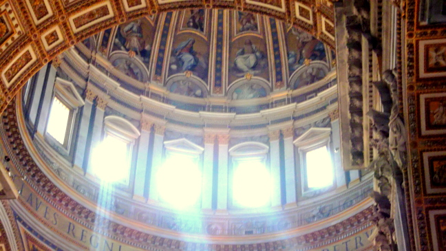  The dome of Saint Peters has more light and decoration than the bigger dome in the Pantheon. Susan climbed to the top - in 1966!