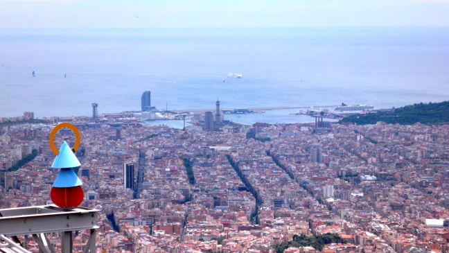  Barcelona from Mount Tibidabo. Norwegian Spirit-our recent home-is at the pier on the right.