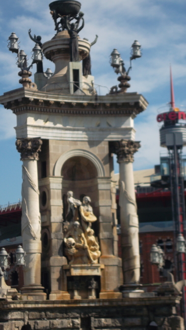  Baroque monument in the roundabout in Pla\xc3\xa7a d'Espanya near Barcelona's former bullfight arena