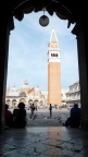  Basilica San Marco and the Campanile from the west-end collonade of Piazza San Marco, Venice