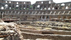  Inside the Colosseum. Originally there was a wooden floor covered with sand, like that on the left. The Italian word for sand is "arena," hence the English word.
