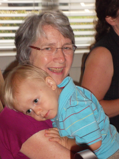  Grandma Joann and her freshly-wakened grandson Alex