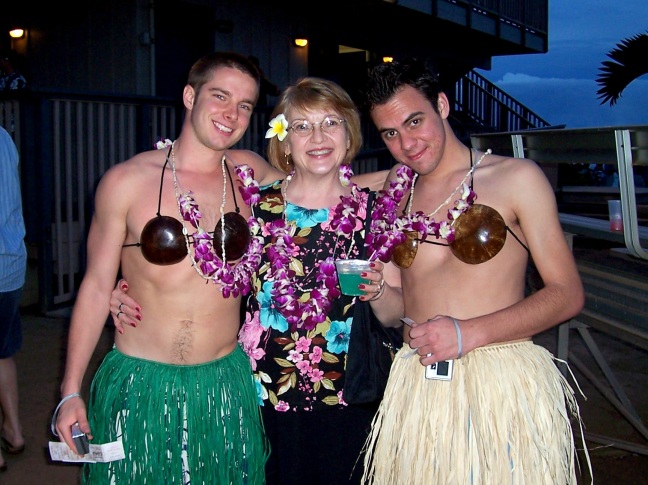  Personally welcoming two students at the Luau in Honolulu