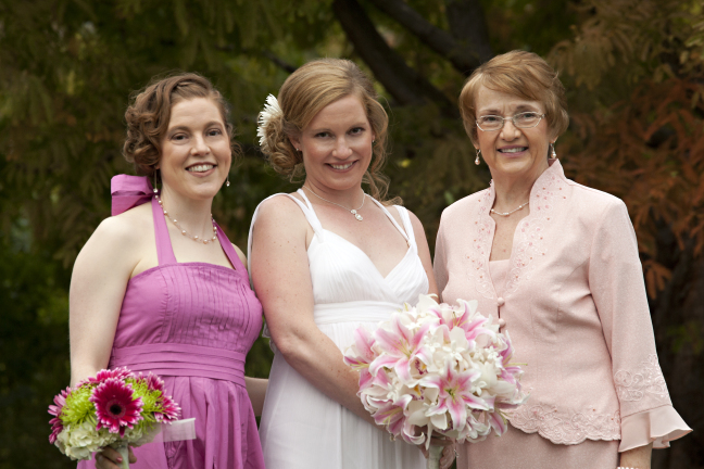  Rebecca, Elyn, and Susan before Ellyn's wedding