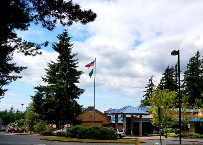  Flags flying at elementary school near Meg's house, Bothell Washington