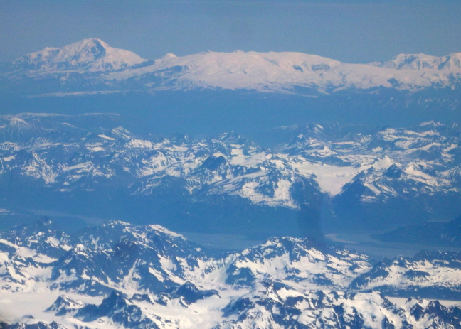  View of glaciers in the Alaska Range as we flew fromSeattle to Anchorage
