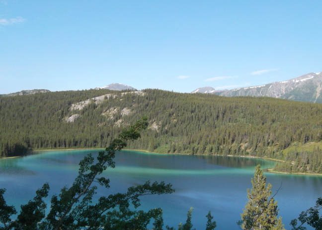  Lake is emerald from glacial silt