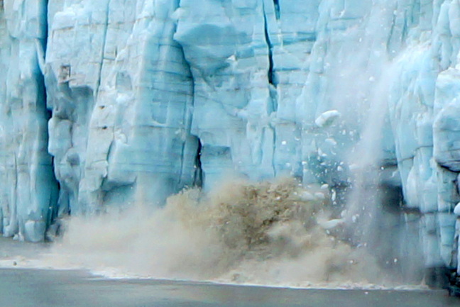 Calving creates a big splash at Margerie Glacier