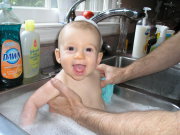  Colin enjoys a birthday bath
