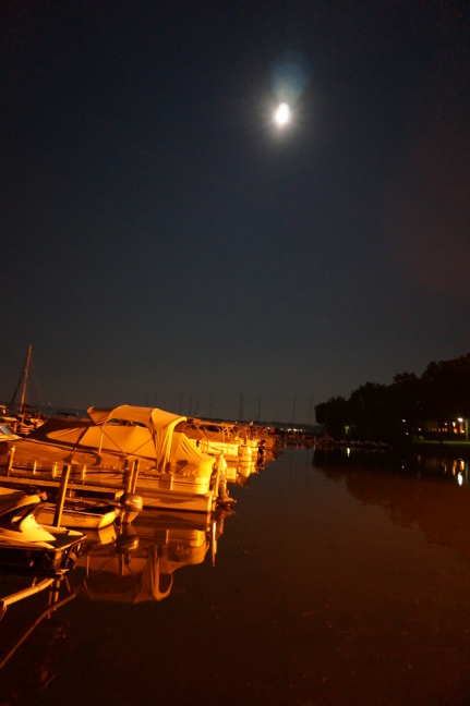  Full moon over lake Chautauqua, NY