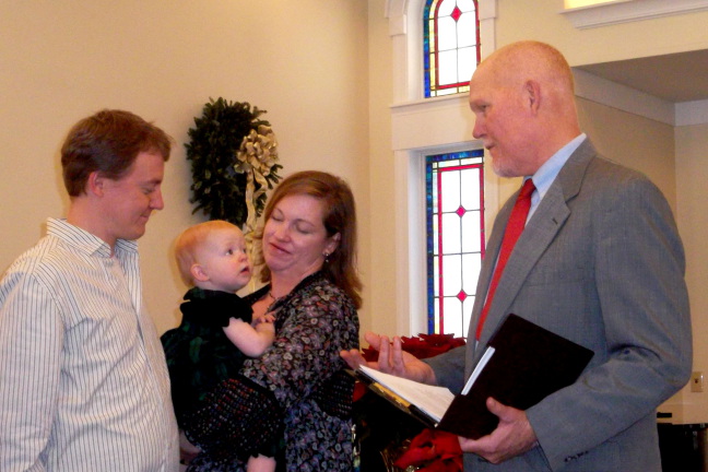  I check out the minister at the dedication ceremony in Croasdaile's Few Chapel