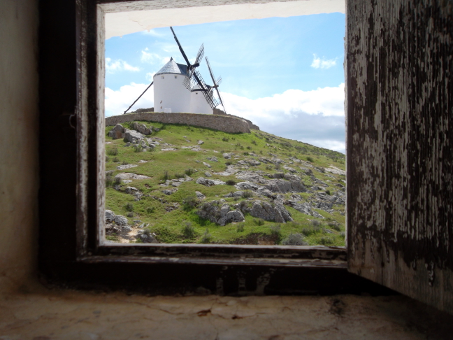  View of windmill in La Mancha country, from another windmill