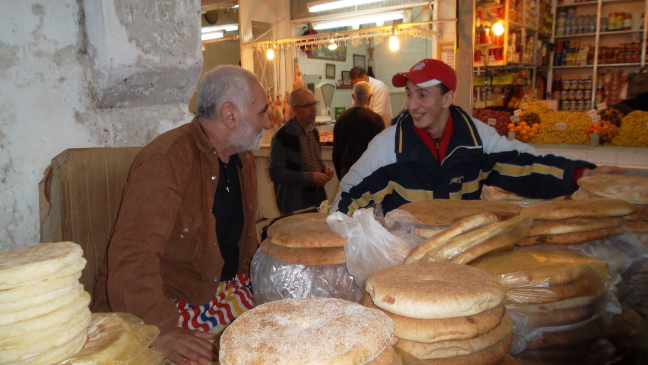  Selling fresh bread, old market in Tangiers