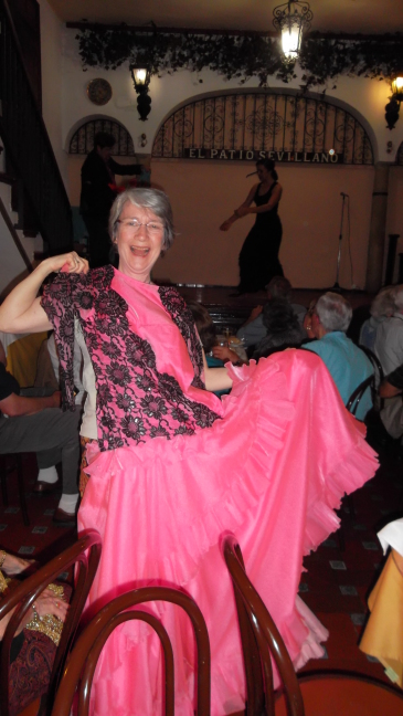  Joann tries out a dress at flamenco show