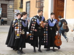  Street musicians in plaza of old city