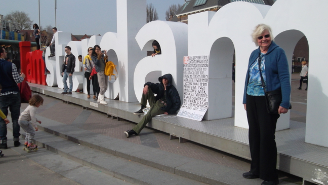 Mary hangs out at I Am Sterdam by Rijksmuseum