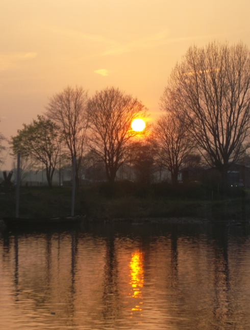 Sunset over the Rhine in Arnhem, near A Bridge Too Far