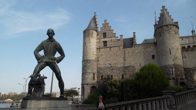 Medieval castle guards the Schelde riverfront in Antwerp