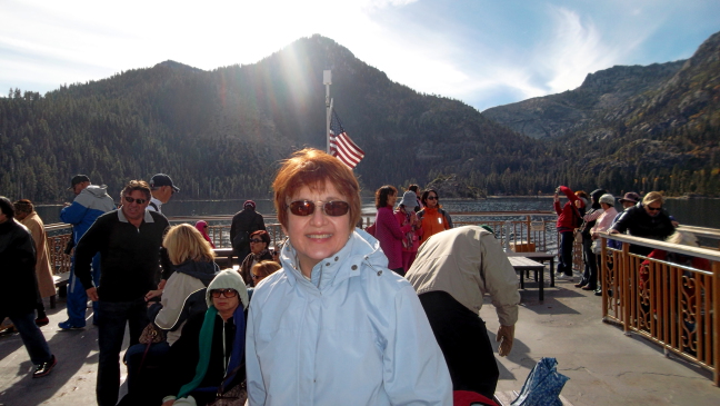 Susan cruising to Emerald Bay, Lake Tahoe