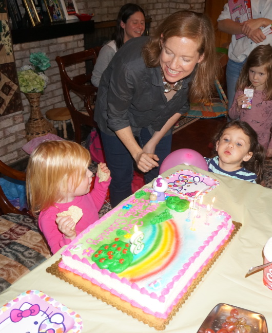 "It's a wonderful cake. Can I eat my chips now?"