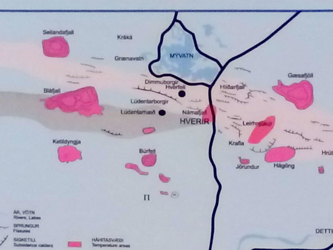 Map of thermal area - mud pots, geysers (an Icelandic word!)