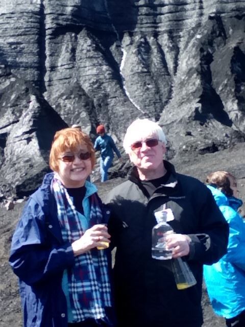 Toasting with Aquavit at the base of a glacier