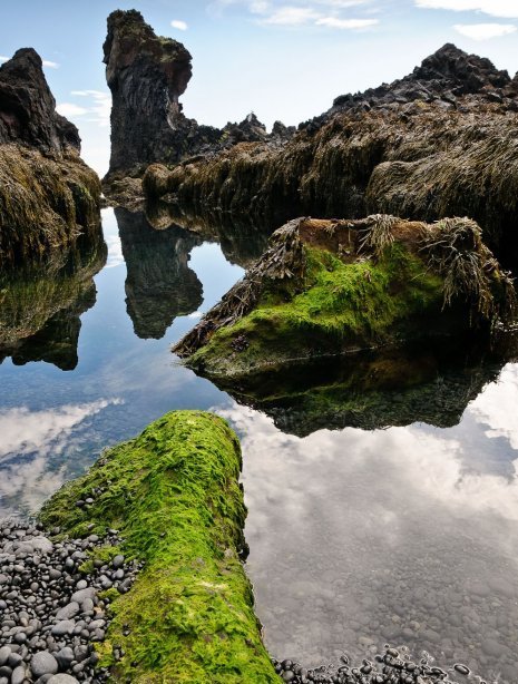 Ancient rocks and reflections, Snæfellsness peninsula shore