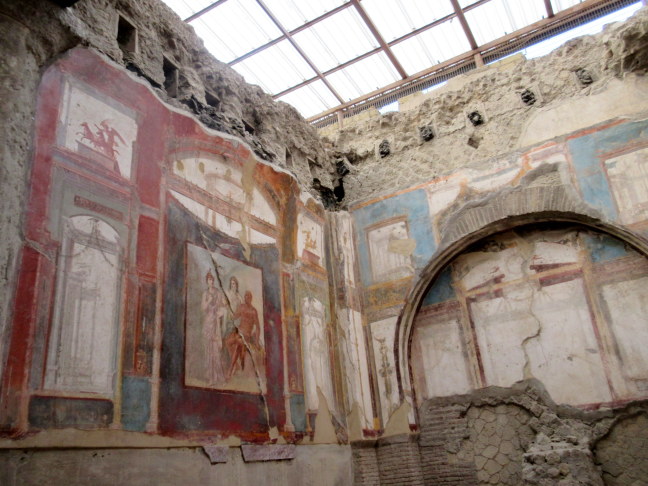 Frescoes in Herculaneum, rescued from layers of volcanic ash