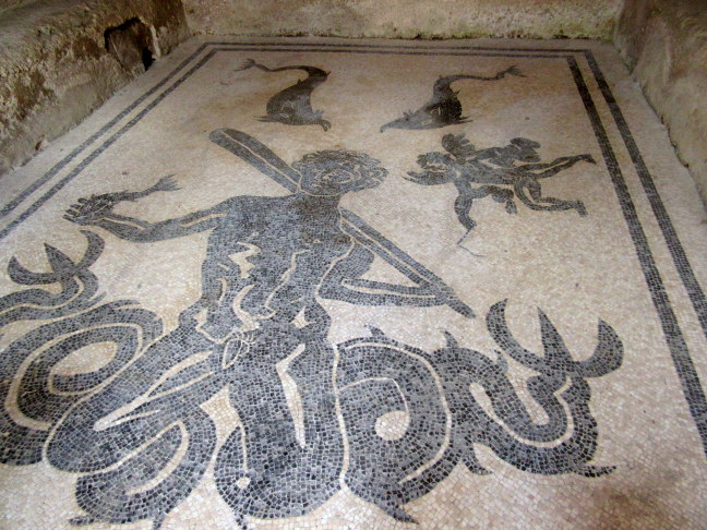 Tiled floor (Neptune) preserved by ash from Herculaneum