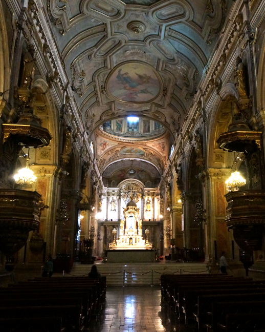 Inside the cathedral in Santiago