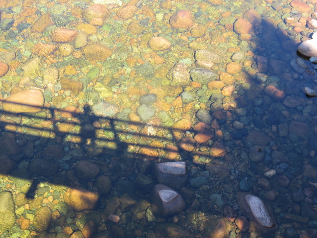 Shadows on the rocks and clear water, Salmon River