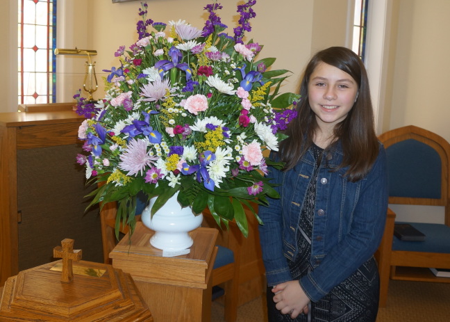 Great-grand-daughter #1 - Isabella Flores - rivals the memorial service bouquet