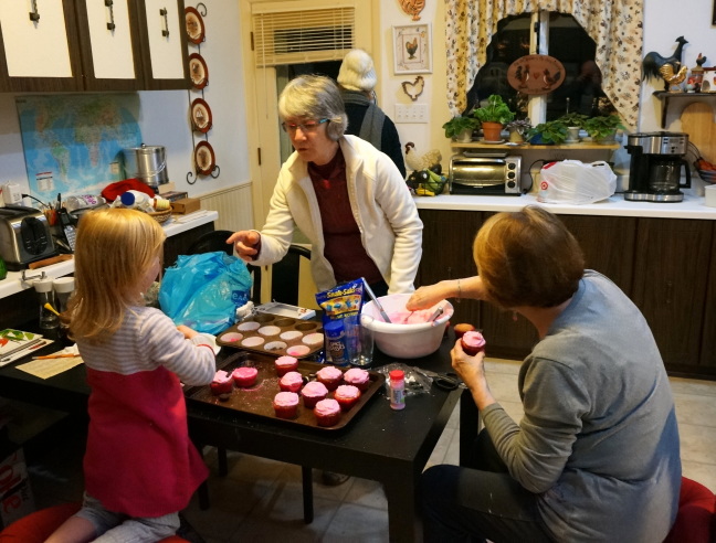 Icing the cupcakes