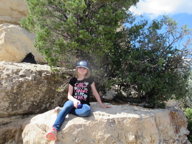 Lindsay relaxes after hike to Angel's Point