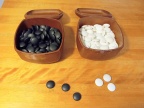  glass stones in sturdy plastic bowls 
