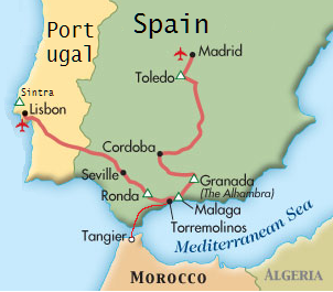 Tour map for Spain tour