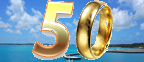 "50" over an image of Bermuda shore